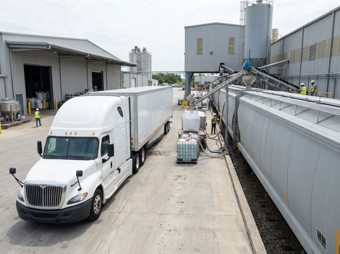 Bulk resin shipping and logistics at a loading facility